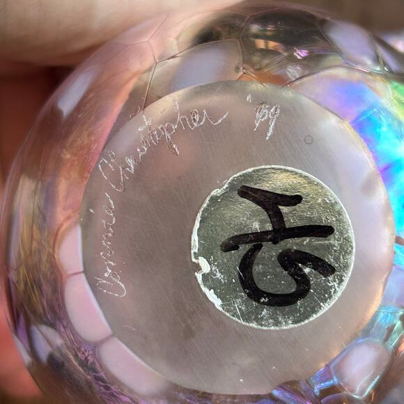 Vintage ’69 Studio Art Glass Connie Christopher Handkerchief Vase pink - Picture 6 of 8